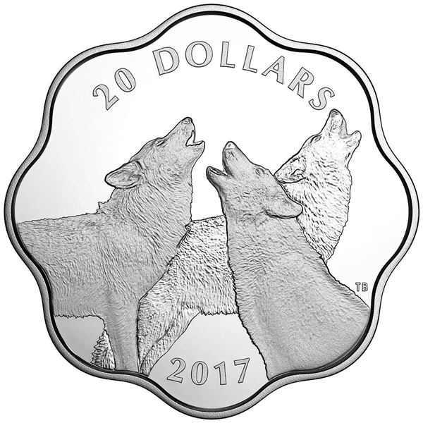 2017 $20 Master of the Land: Timber Wolf - Pure Silver Coin.  No COA.  Tax Exempt.