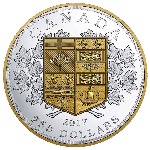 2017 $250 A Tribute to Canada's First $5 and $10 Gold Coins - Pure Silver Coin.  Tax Exempt.