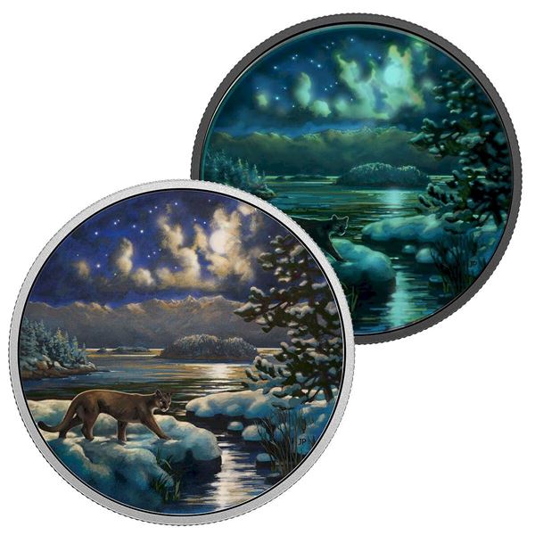 2017 $30 Animals in the Moonlight: Cougar - Pure Silver Coin.  Tax Exempt.