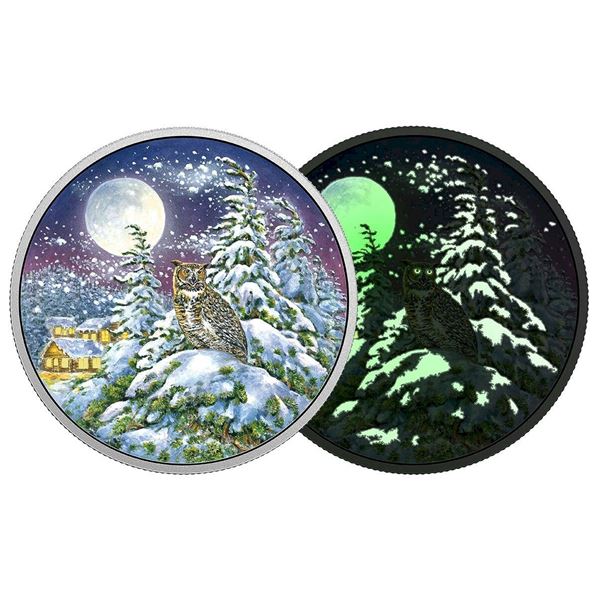2017 $30 Animals in the Moonlight: Great Horned Owl - Pure Silver Coin.  Tax Exempt.