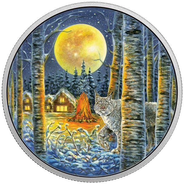 2017 $30 Animals in the Moonlight: Lynx - Pure Silver Coin.  Tax Exempt.