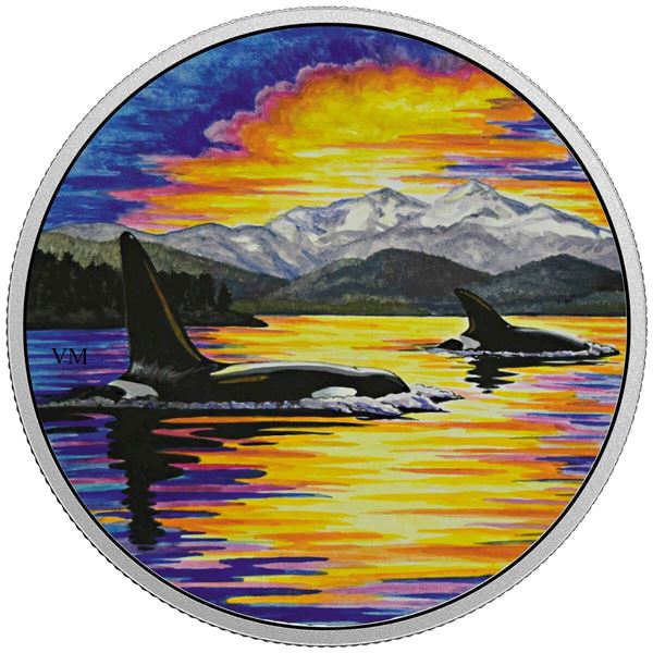 2017 $30 Animals in the Moonlight: Orca - Pure Silver Coin.  Tax Exempt.