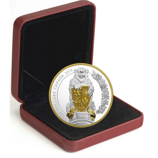 2018 $100 Keepers of Parliament: The Beaver - Pure Silver Coin.  No outter box.  Tax Exempt.