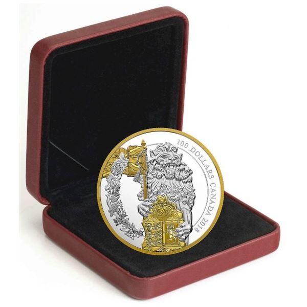2018 $100 Keepers of Parliament: The Lion - Pure Silver Coin.  Tax Exempt.