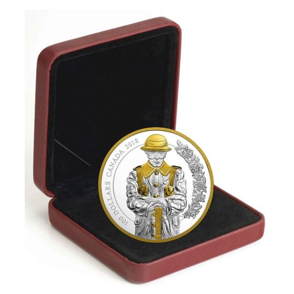 2018 $100 Keepers of Parliament: The Soldier - Pure Silver Coin.  No outter box.  Tax Exempt.