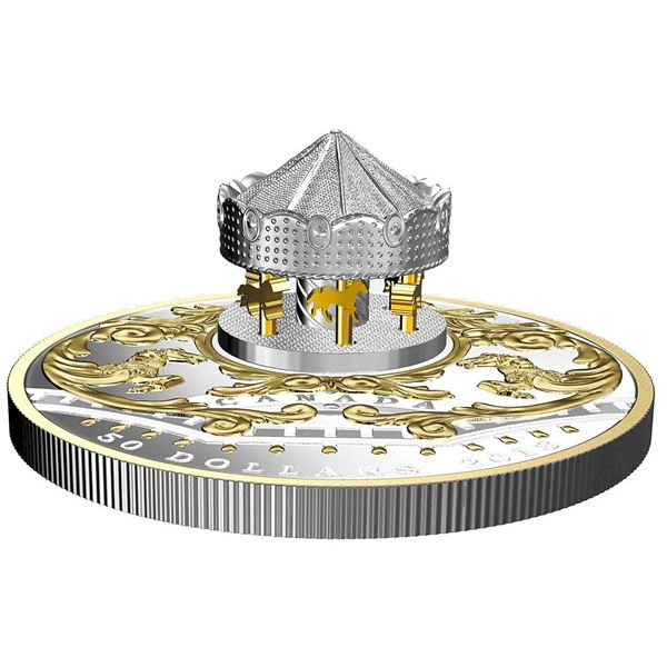 2018 $50 Antique Carousel - Pure Silver Coin.  Tax Exempt.