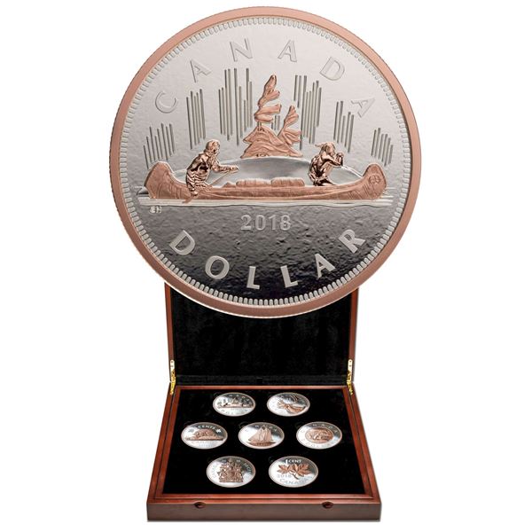 2018 Big Coin Series with Rose Gold Plating - 7 Coin Pure Silver Set.  Missing some COA's.  Tax Exem
