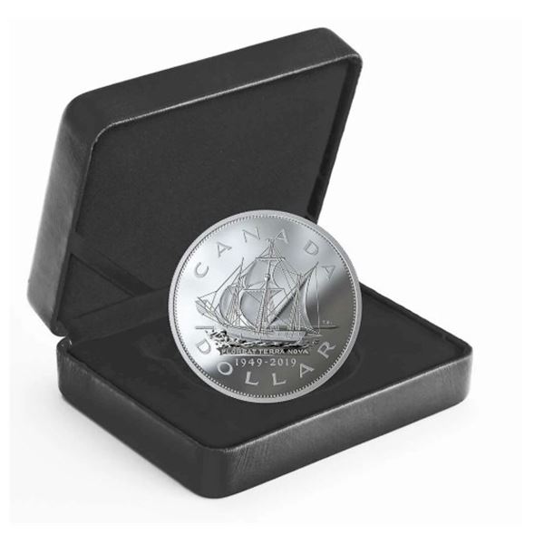 2019 $1 70th Anniversary of Newfoundland Joining Canada - Pure Silver Coin.  Tax Exempt.