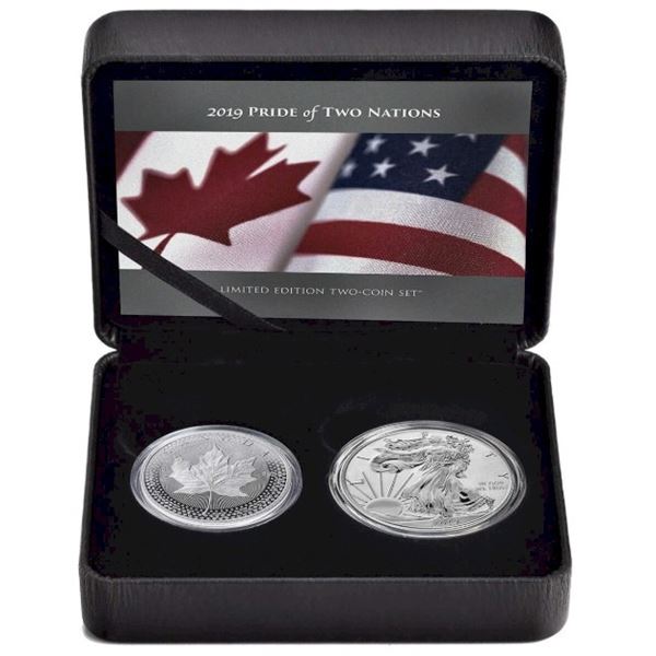 2019 $1 Pride Of Two Nations - Pure Silver 2-Coin Set.  Tax Exempt.