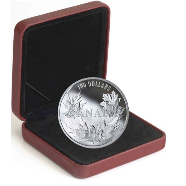 2019 $100 Canadian Maples - Pure Silver Coin.  No outter box.  Tax Exempt.