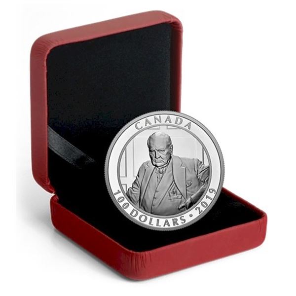 2019 $100 Yousuf Karsh - The Roaring Lion 10 oz. Fine Silver Coin.  Tax Exempt.