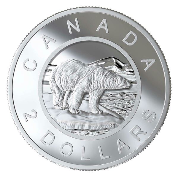 2019 $2 From The R&D Lab: Multilayered Polar Bear - Pure Silver Coin.  Tax Exempt.