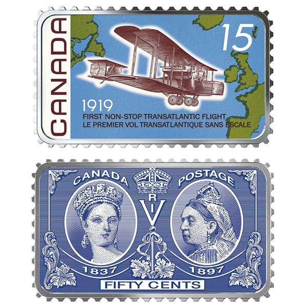 2019 $20 100th Anniversary of the First Non-Stop Transatlantic Flight & 50¢ Queen Victoria Jubilee -