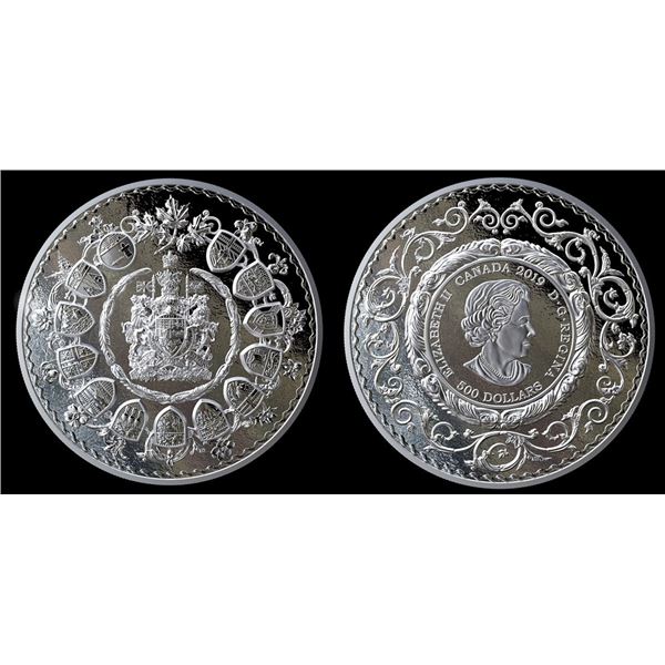 2019 $500 Five Kilogram Pure Silver Coin - Brilliant Mastery in Canada - Mintage: 100.  No COA.  Tax