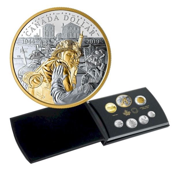 2019 75th Anniversary of D-Day - Pure Silver Proof Set.  No outter box.  Tax Exempt.