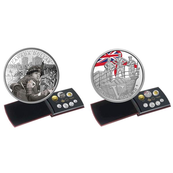 2019 75th Anniversary of D-Day - Special Edition Silver Dollar Proof Set, 2020 75th Anniversary of V