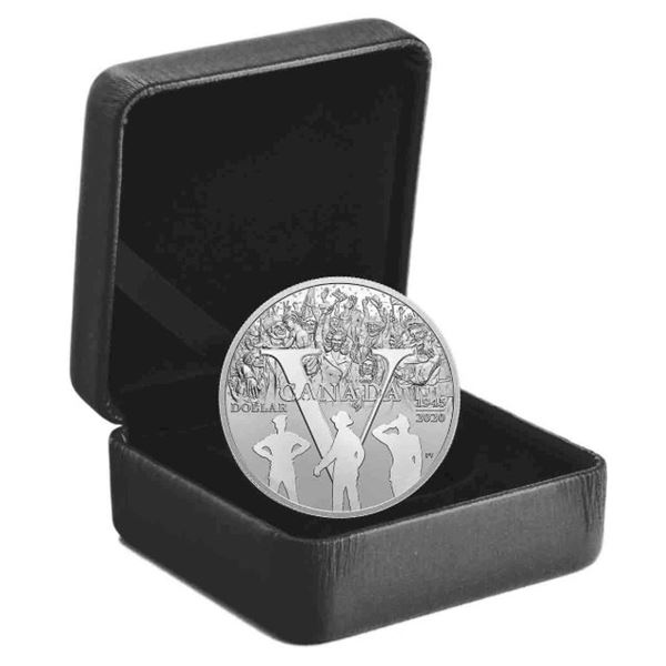 2020 $1 75th Anniversary of V-E Day - Pure Silver Proof Dollar Coin.  No Box.  Tax Exempt.