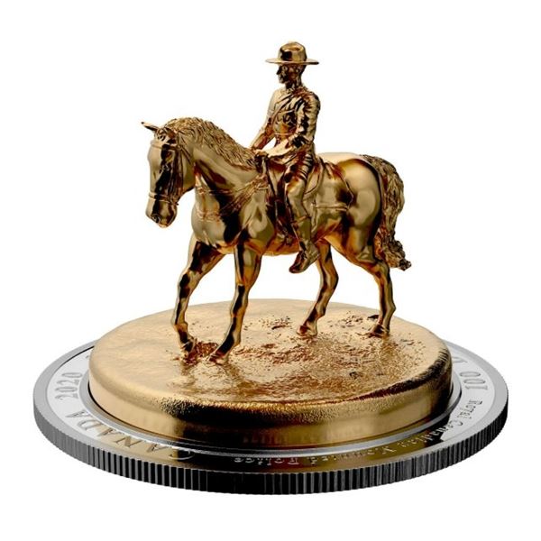 2020 $100 The RCMP Musical Ride - Pure Silver Sculpture Coin.  No Box.  Tax Exempt.