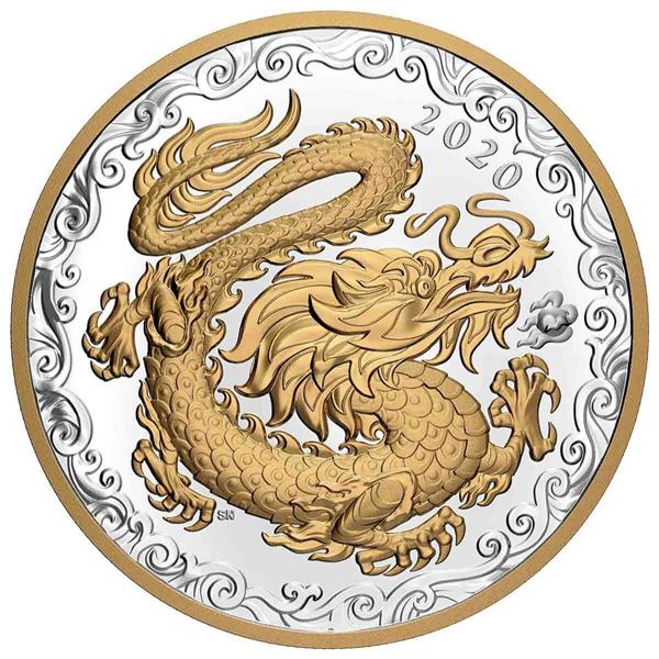 2020 $125 Lucky Dragon - Pure Silver Coin.  Tax Exempt.