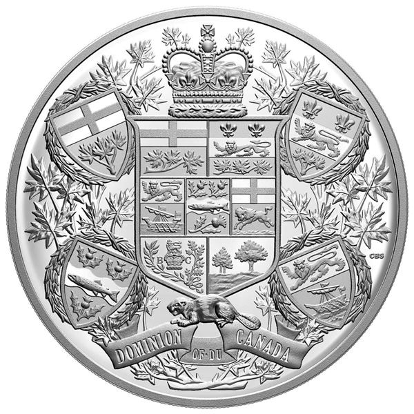 2020 $250 Reimagined 1905 Arms of Dominion of Canada - Pure Silver Coin.  Tax Exempt.