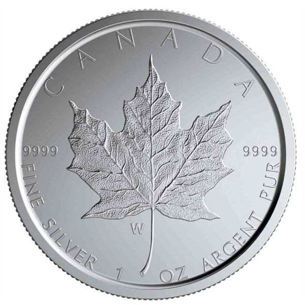 2020 $5 Silver Maple Leaf - W Mint Mark (Winnipeg) - Pure Silver Coin.  Tax exempt.