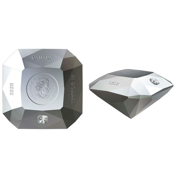 2020 $50 Forevermark Diamond - Pure Silver Coin.  No Box.  Tax Exempt.