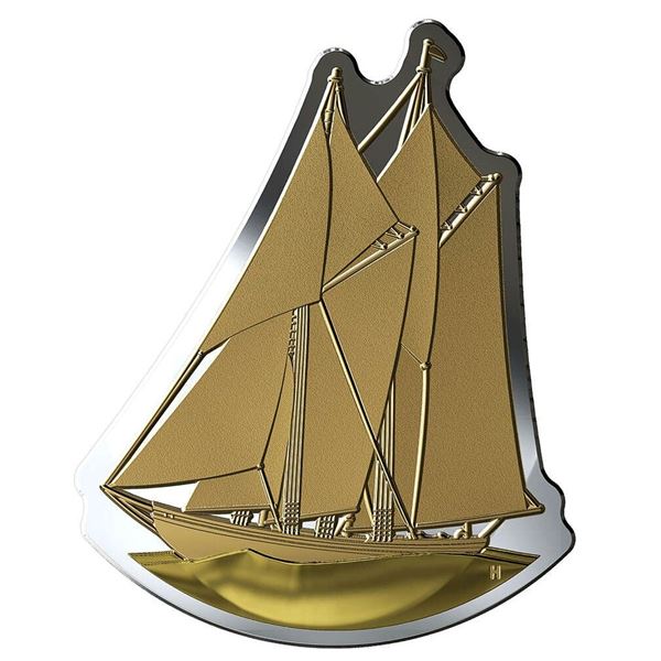2020 $50 Real Shapes Coins: Bluenose - Pure Silver Coin.  No Case.  Tax Exempt.