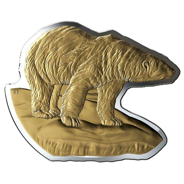 2020 $50 Real Shapes Coins: Polar Bear - Pure Silver Coin.  Includes COA, no Case.  Tax Exempt.