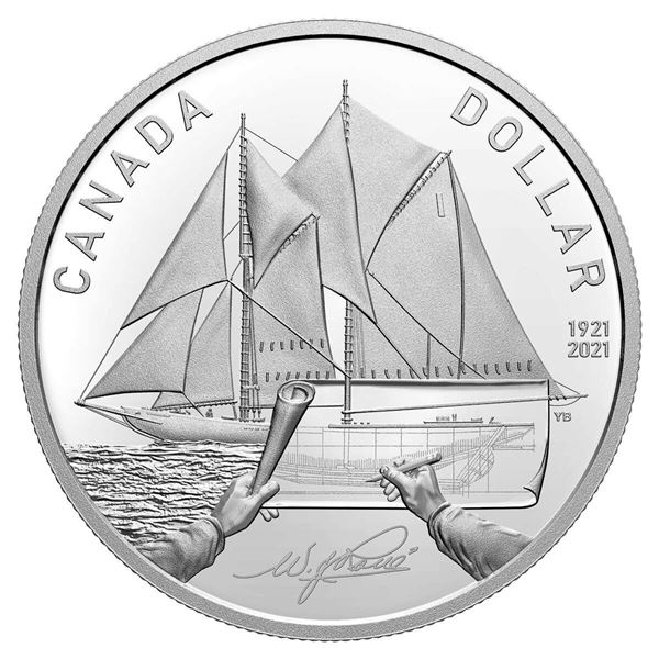 2021 $1 100th Anniversary of Bluenose - Pure Silver Coin. Tax Exempt.