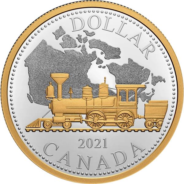 2021 $1 Renewed Silver Dollar: 140th Anniversary of the Trans-Canada Railway - Pure Silver Coin.   P