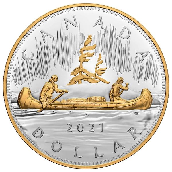2021 $1 The Quintessential Voyageur Dollar - Pure Silver Kilo Coin.  Tax Exempt.