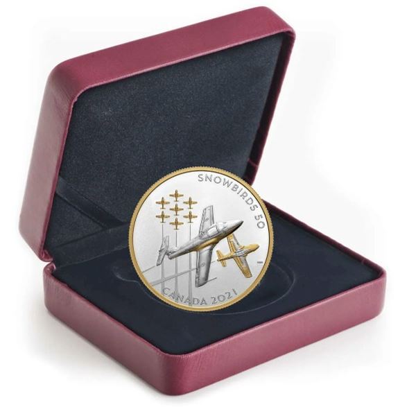 2021 $50 The Snowbirds: A Canadian Legacy - Pure Silver Coin.  Tax exempt.