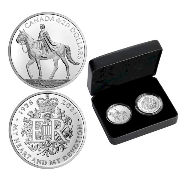 2021 Royal Celebration 2-coin Fine Silver Set.-The Royal Mint.  Tax Exempt.