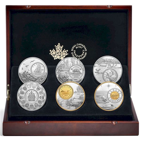2022 The Bigger Picture Pure Silver 6-Coin Set.  Some wear marks on interior plastic holders.   Tax 