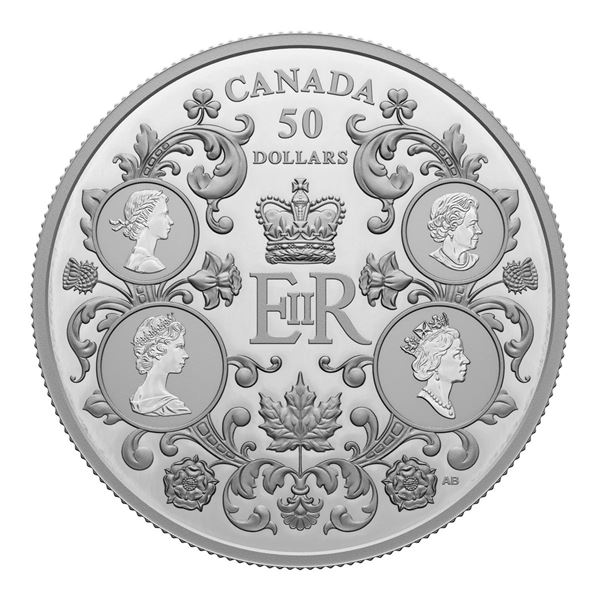 2022 $50 Queen Elizabeth II's Reign - Pure Silver Coin.  Tax Exempt.