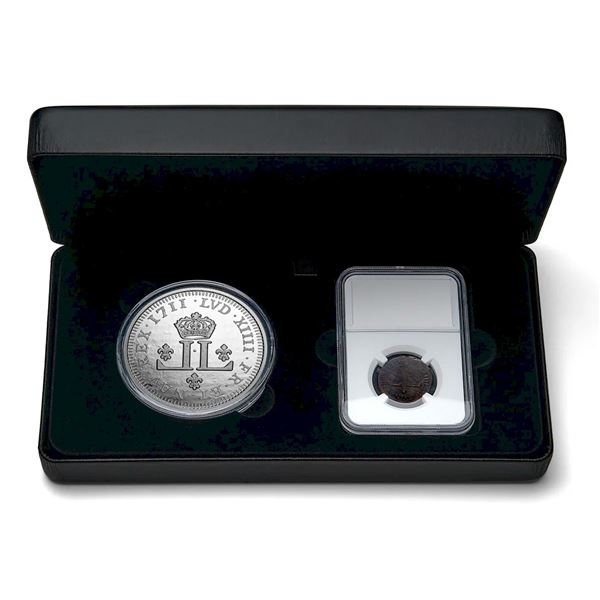 2022 $50 Relics of New France Louis XIV 30 Deniers - Pure Silver 2-Coin Set.  Tax Exempt.