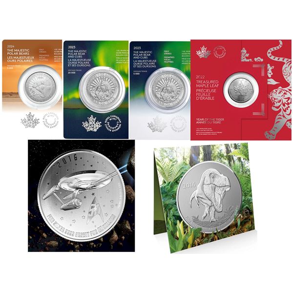 2024 $5 First Strikes: The Majestic Polar Bears, Polar Bear and Cubs, Bear and Cubs, 2022 $5 Treasur
