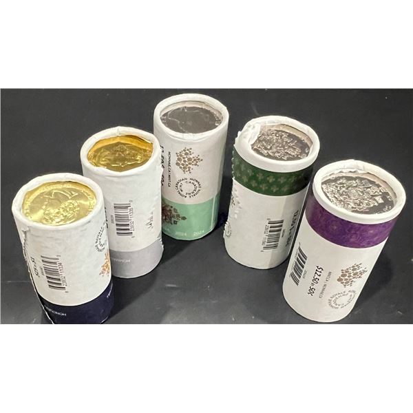 RCM BU Rolls;  includes 2023 50¢(2), 2024 & 2022 $1 Rolls.  Lot of 5 Commemorative rolls in original