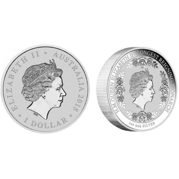 Australia Mint lot;  2015 Dollar Longest Reigning Monarch 1oz Silver Proof.  Tax Exempt.