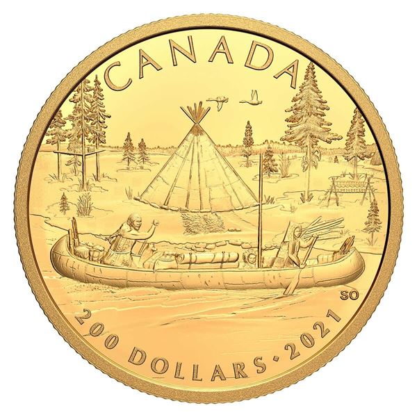 2021 $200 Early Canadian History: The Fur Trade - Pure Gold Coin.  Tax Exempt.