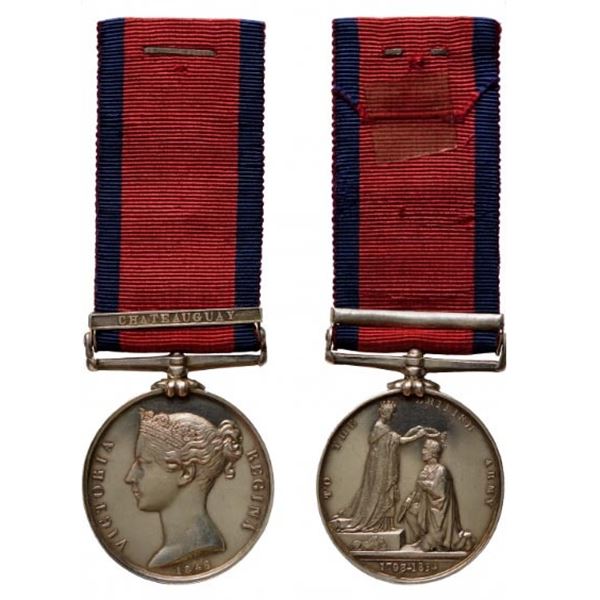 Militaria Medal;  Canadian Military General Service Medal w/Chateauguay clasp to ''C. BROCK SERJT CA