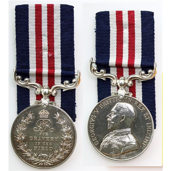 Militaria Medal;  Canadian/British (MM) For Bravery in the Field to ''442170 PTE. A.E. HILLIER. 7/CA