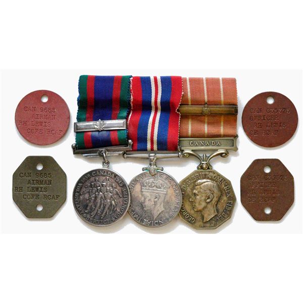 Militaria Medals;  Canadian Grouping of 3 medals to R.H. Lewis RCAF Pilot during WWII.  Includes Can