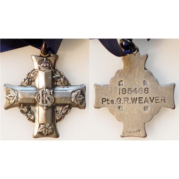 Militaria Medals; Canada Memorial Cross GRI named to ''195466 Pte. G.R. Weaver''