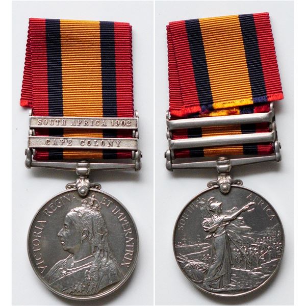 Militaria Medals; British Queen's South Africa Medal to ''38567 PTE. F. CORLEY. IMP. YEO.'' w/SA 190