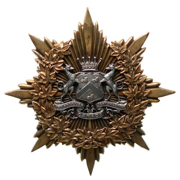 Militaria Insignia;  Helmet Plate Badge - 13th Scottish Light Dragoons gilded example. 11.5cm x 11.5