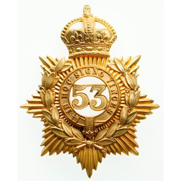 Militaria Insignia;  Helmet Plate Badge - 53rd Sherbrooke Infantry  Regiment Victorian example.   Se