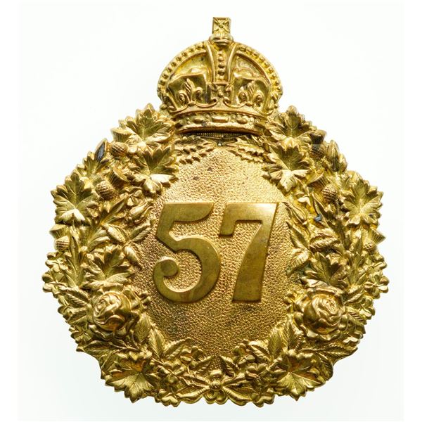 Militaria Insignia;  Helmet Plate Badge - 57th Peterborough Rangers Regiment SBP Victorian example. 
