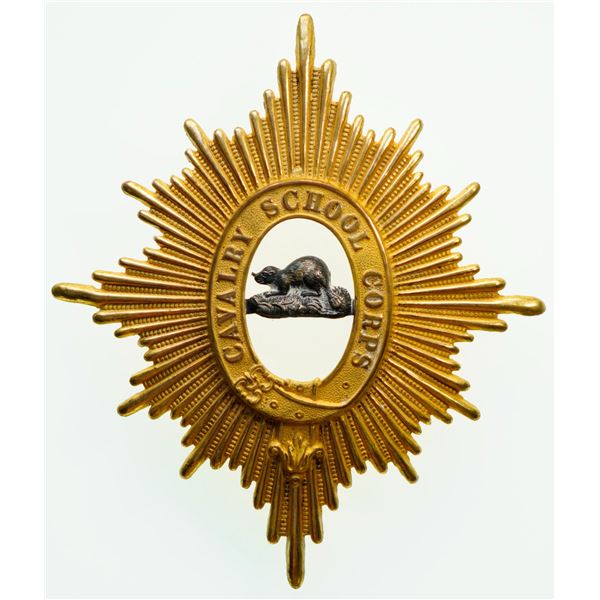 Militaria Insignia;  Helmet Plate Badge - Rare Cavalry School Corps Victorian Helmet Plate. circa 18