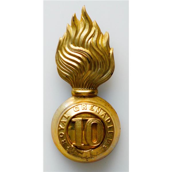 Militaria Insignia Pre WW1;  10th Royal Grenadiers Grenadiers Officers Gilt Busby Grenade.  See Pic.